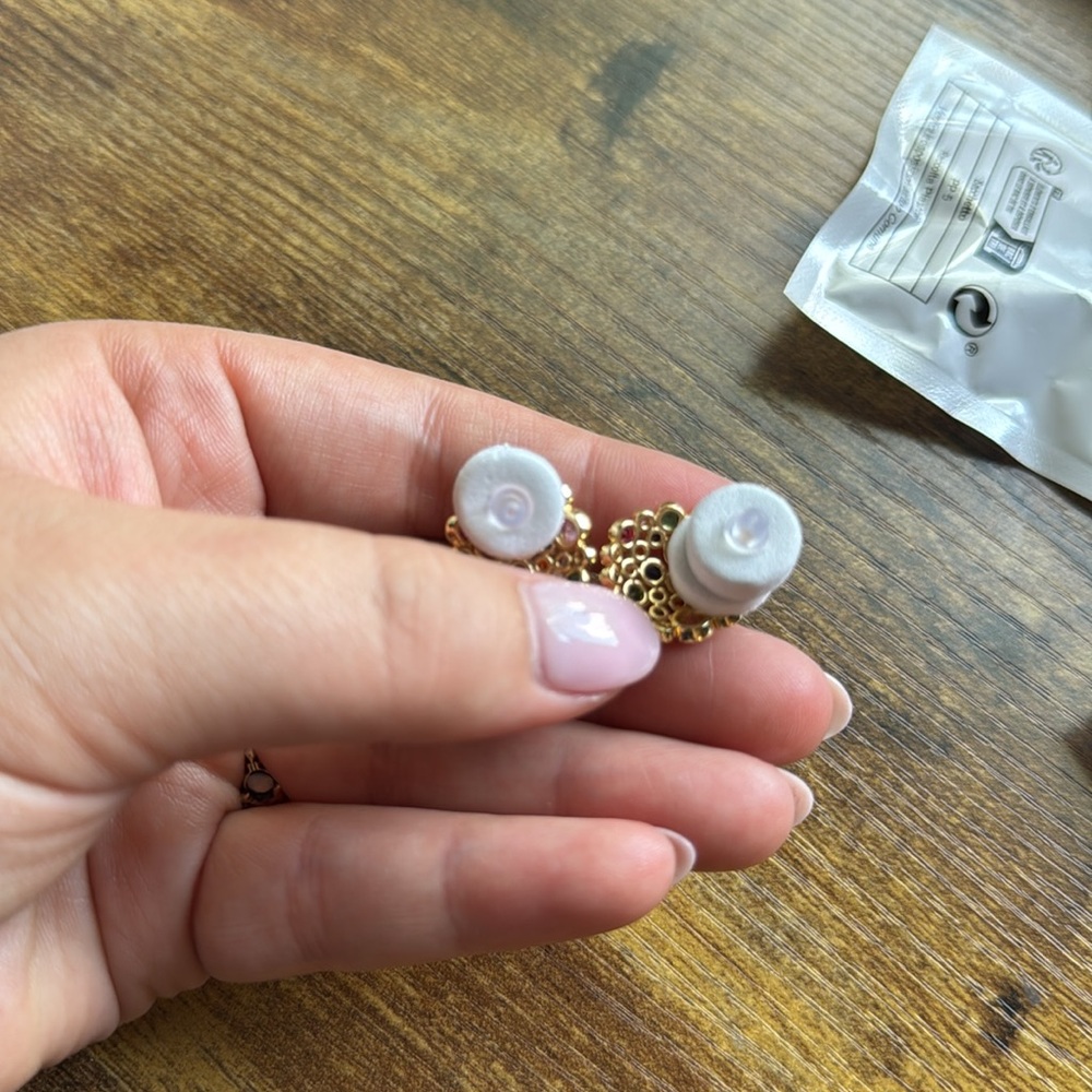 Multicolor Gemstone Gold Earrings - Picture 6 of 9